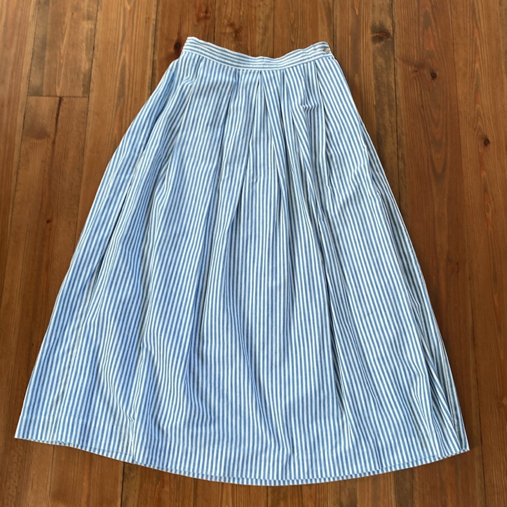 Vintage Ruff Hewn Blue & White Striped Cotton Skirt